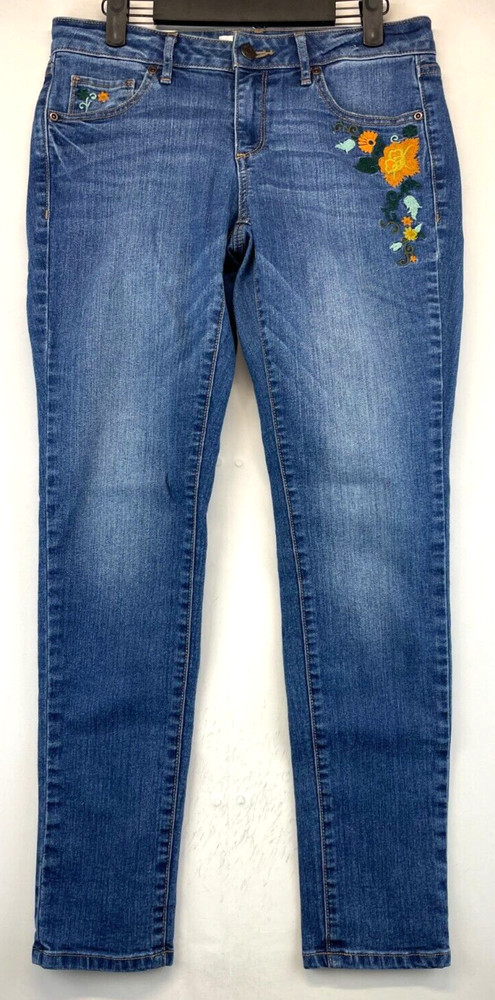 Sonoma Jeans - Womens Size 6 - Blue - Skinny - Floral Embroidered (2128)