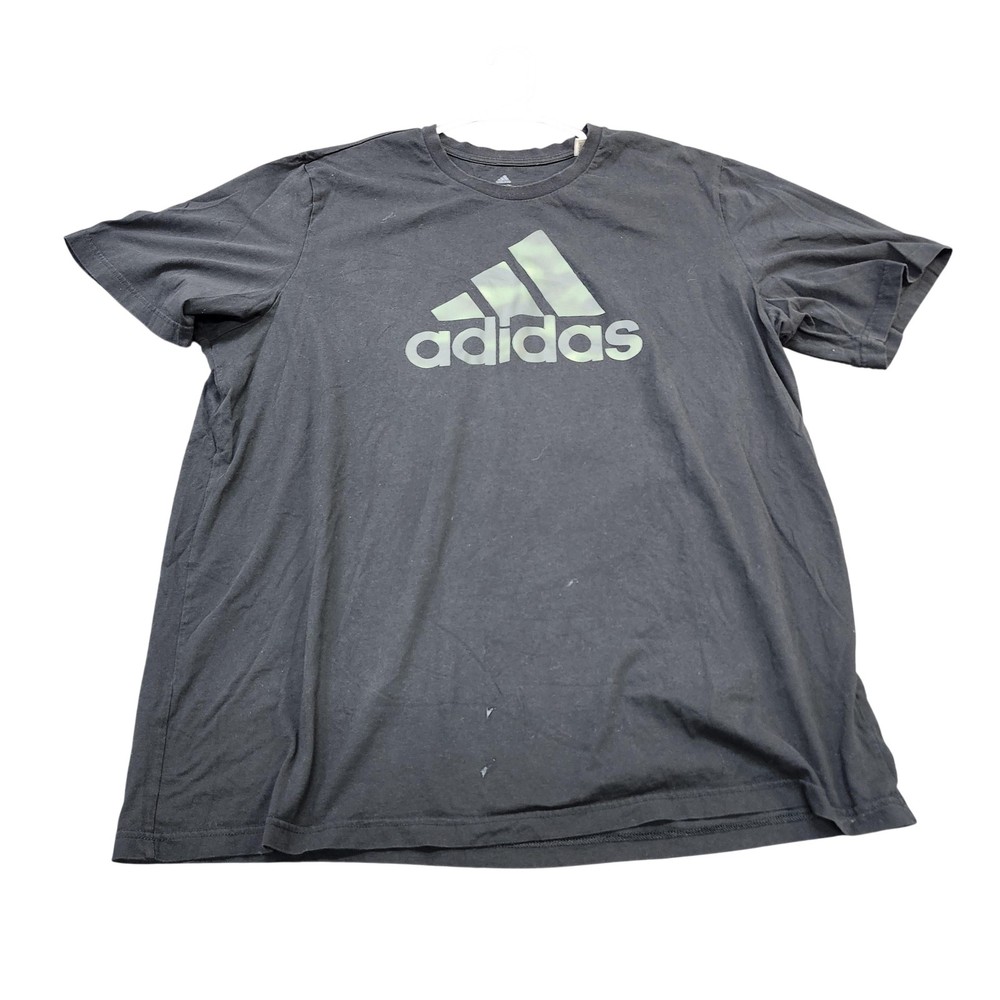 Adidas Shirt Mens 2XLT Black Logo Graphic Tee Tagless Big & Tall Sportswear
