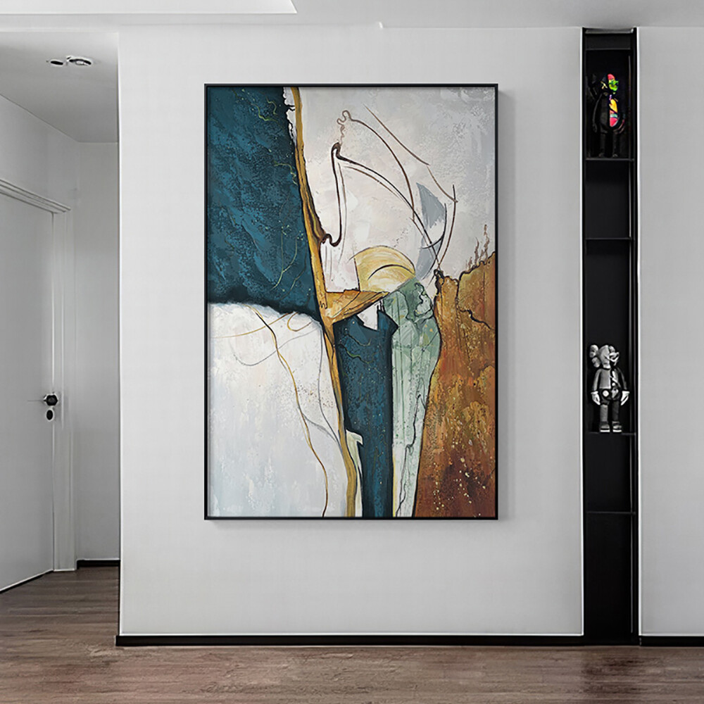 Pintura al óleo abstracta moderna pintada a mano sobre lienzo arte hecho a mano cuadro hogar