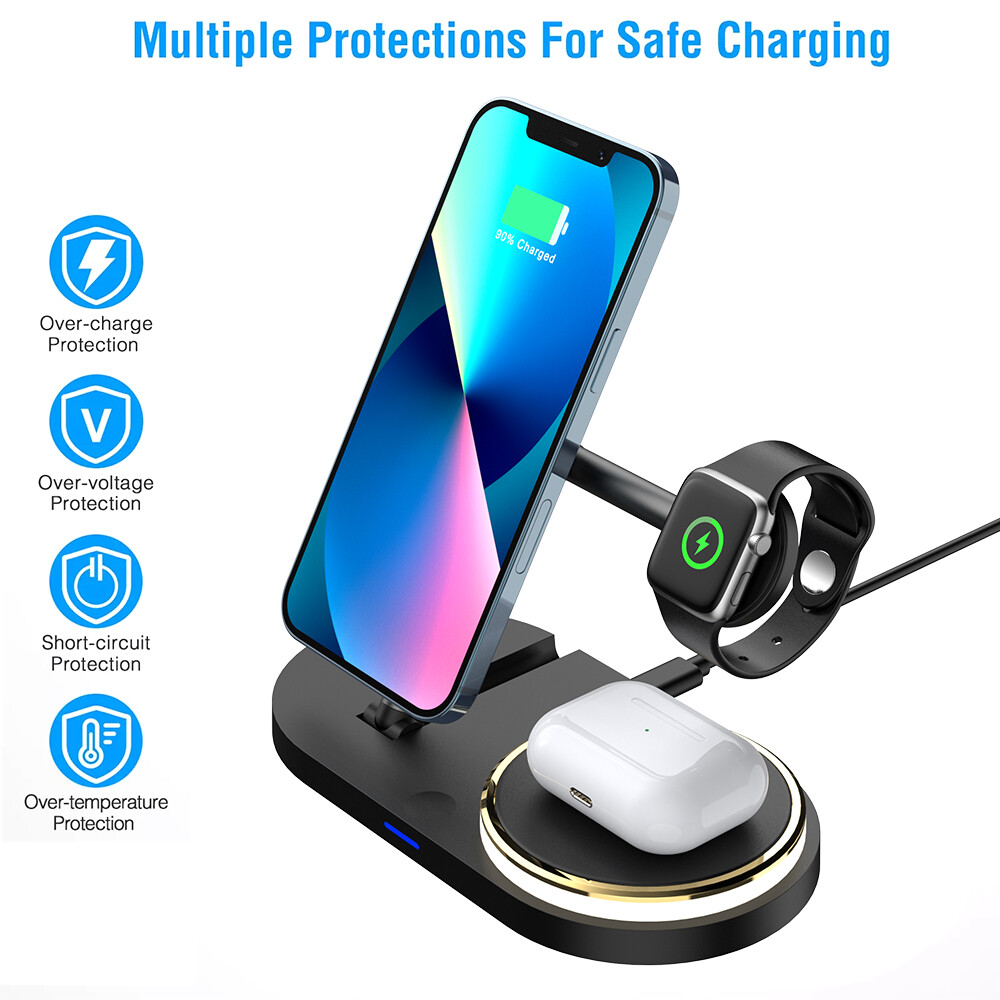 Wireless Charger Fast Charging Station Dock For Apple Watch Air Pods iPhone