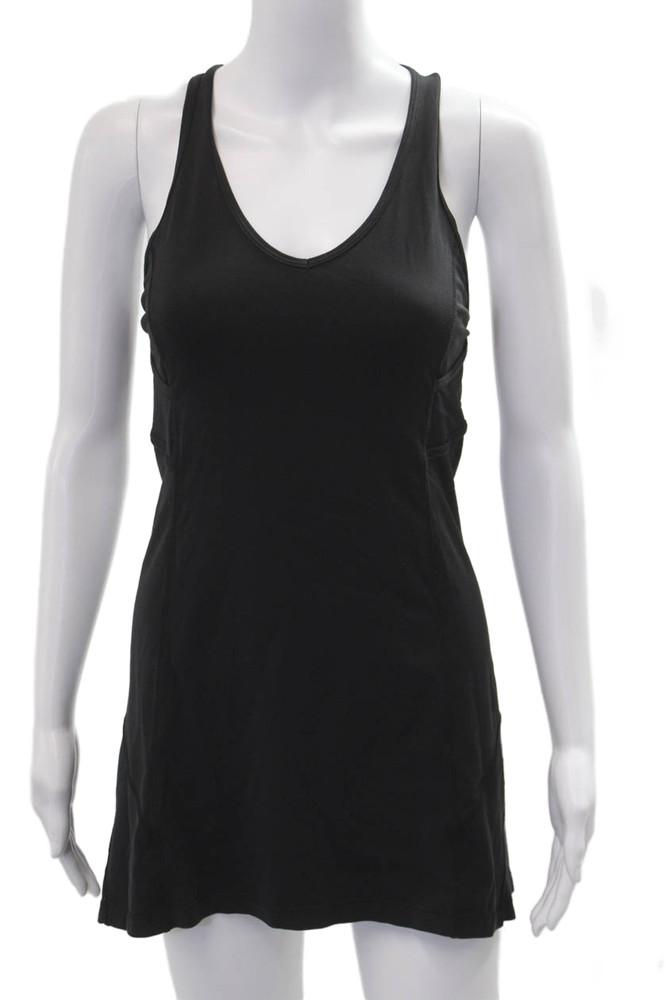 Lululemon Women Tank Dress Black V-Neck Short Nylon Blend Size 4Free Shipping in US $100+ Orders | $6.95 Orders Below