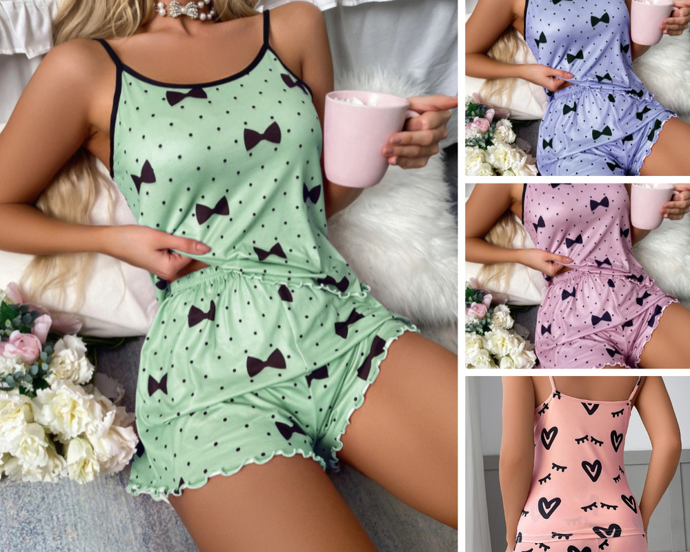 Women's Bow Print Pajama set Short and the