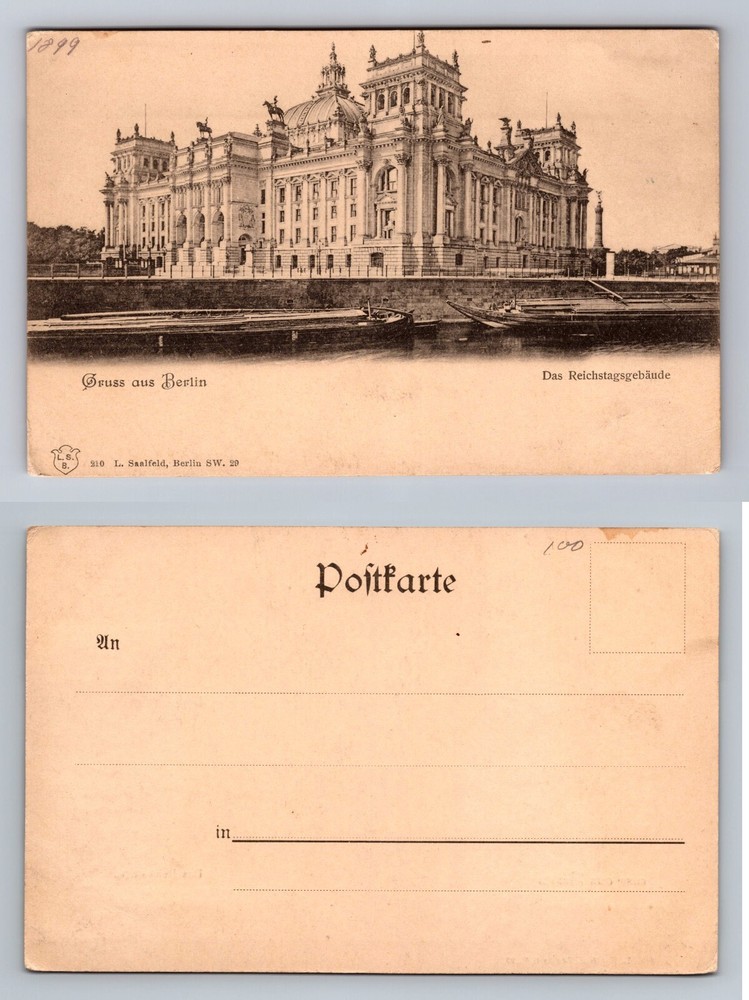 Berlin Germany, Reichstag Building (German Parliament) Vintage c1899 Postcard