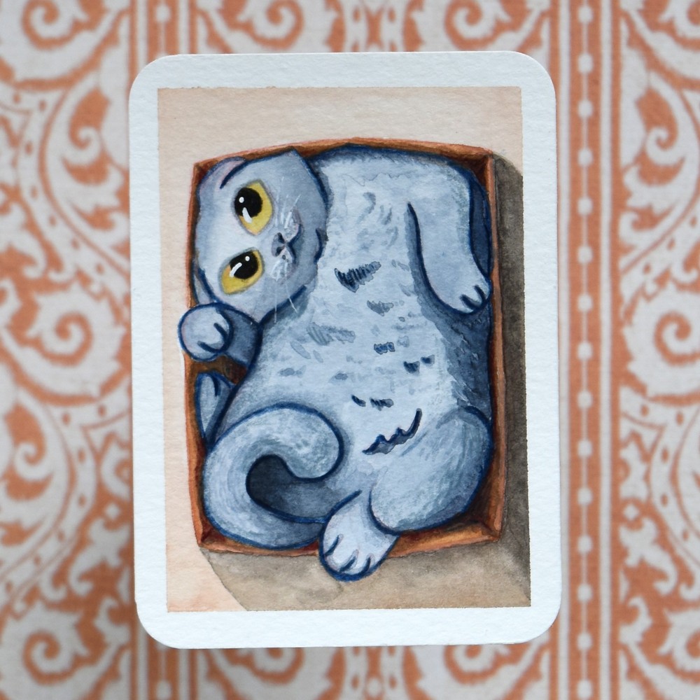 ACEO Original Art Card Watercolor Painting, 