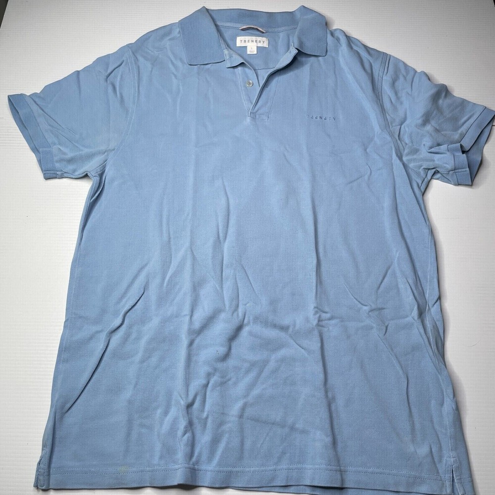 Trenery Men's Blue Logo Polo Shirt Size L Casual Summer Fit