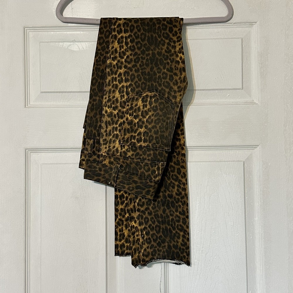 Vintage Lip Service Womens Pants Leopard Print Brown Beige Black 28 Y2K