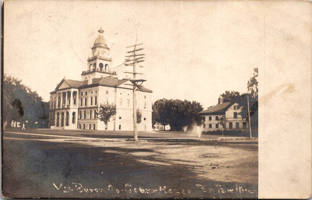 Dr Jim Stamps Postcard Real Photo Van Buren County Courthouse Paw Paw Michigan