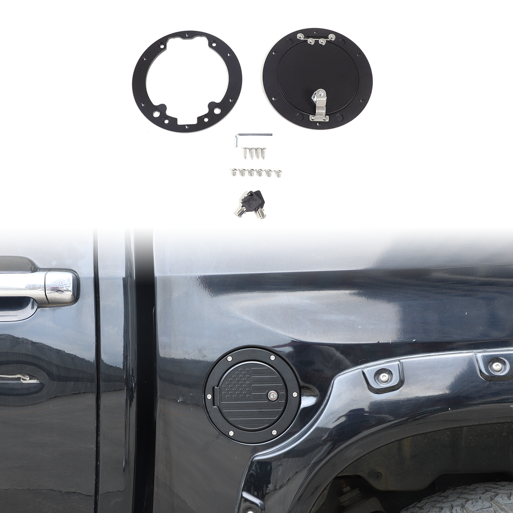 US Flag Alloy Fuel Gas Cap Door Tank Lock Cover For Toyota Tundra 2007-2021