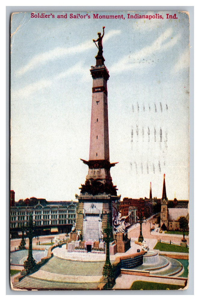 Indianapolis IN Soldier's & Sailor's Monument Posted 1910 Divided Back Postcard
