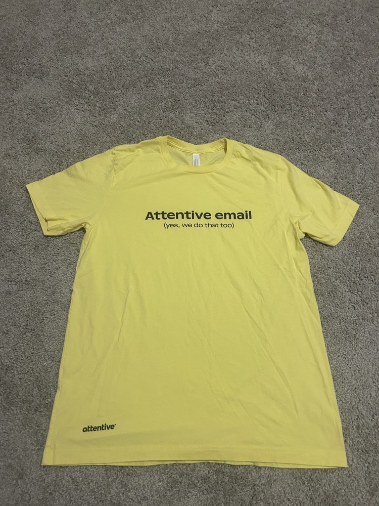 Attentive Email Graphic T-Shirt Yellow Bella Canvas 100% Cotton Unisex Size L
