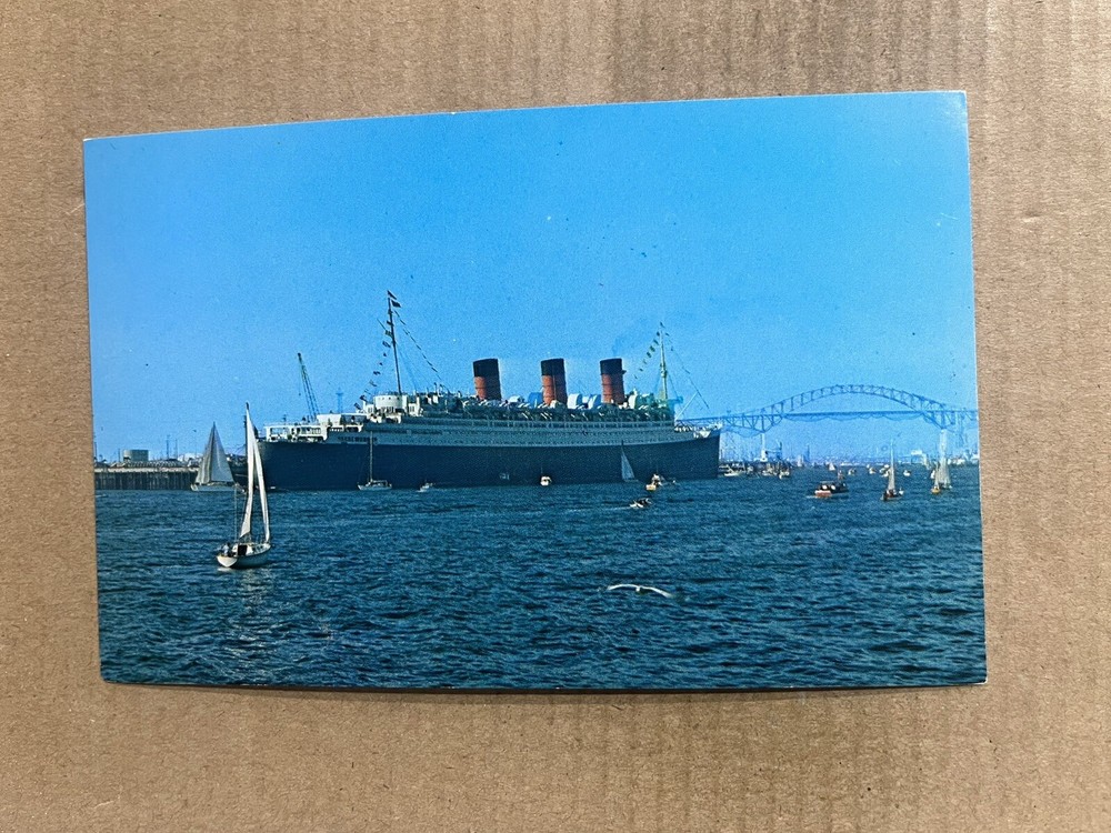 Postcard Long Beach CA California RMS Queen Mary Ship Ocean Liner Vintage PC