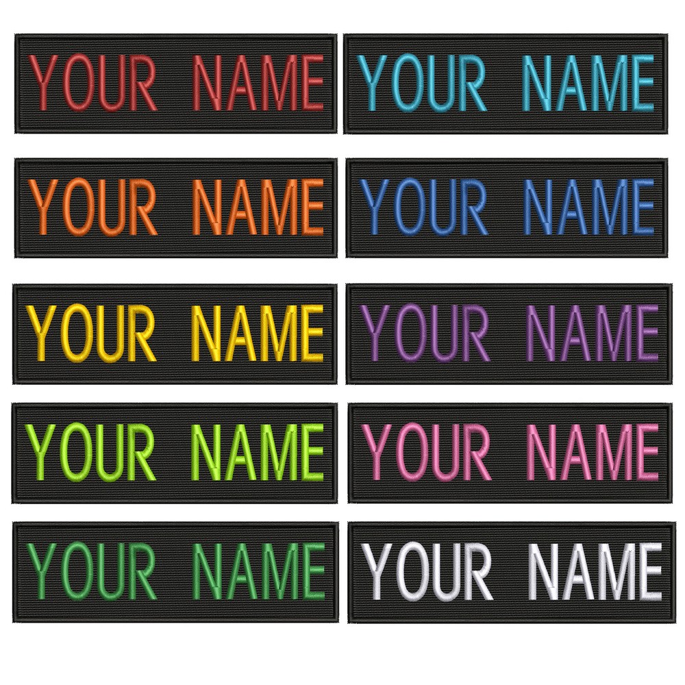 RECTANGULAR CUSTOM EMBROIDERED NAME TAG 3x1 Hook Backing patch Quality Badge
