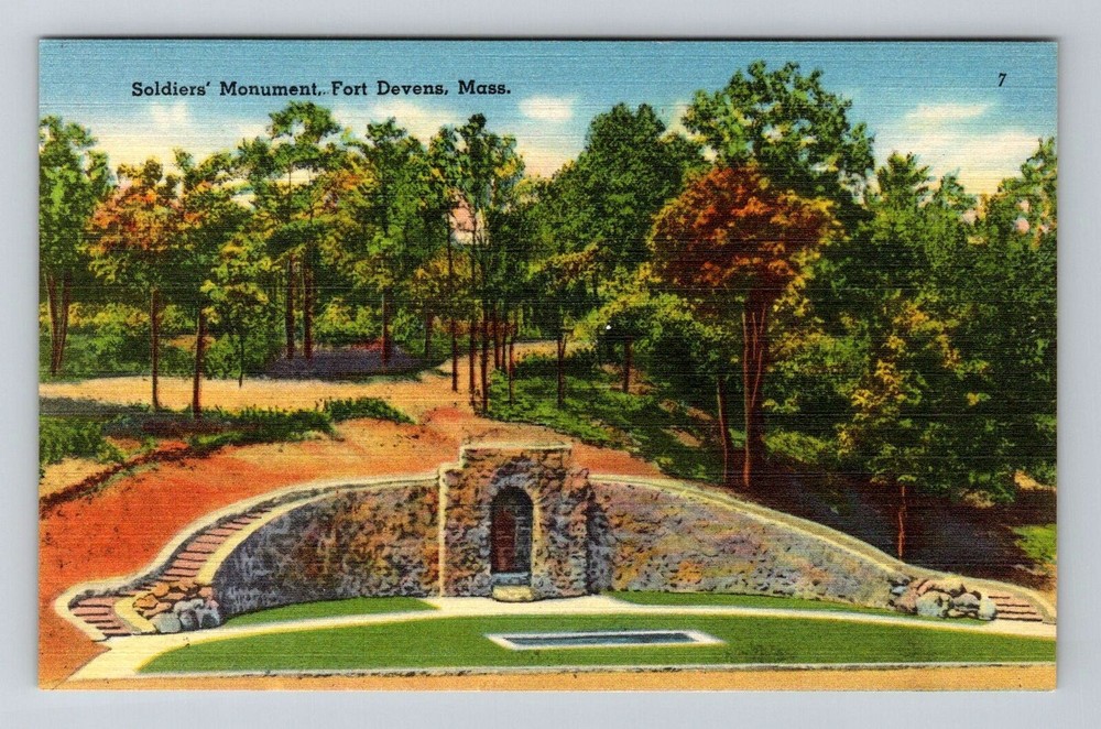 Fort Devens MA-Massachusetts, Soldiers' Monument, Vintage Postcard