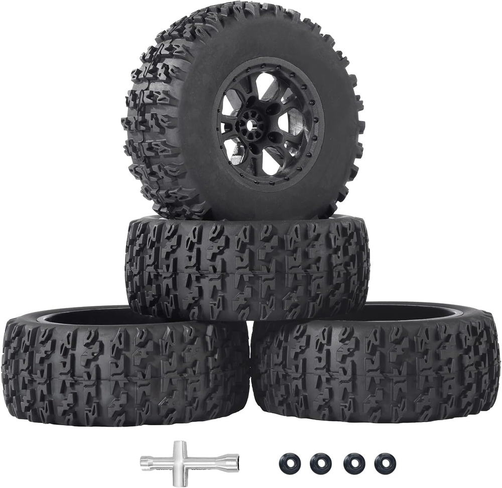 12Mm Hex RC Wheels and Tires 4PCS 1/10 Scale RC Short Course Truck Tires for 4X4