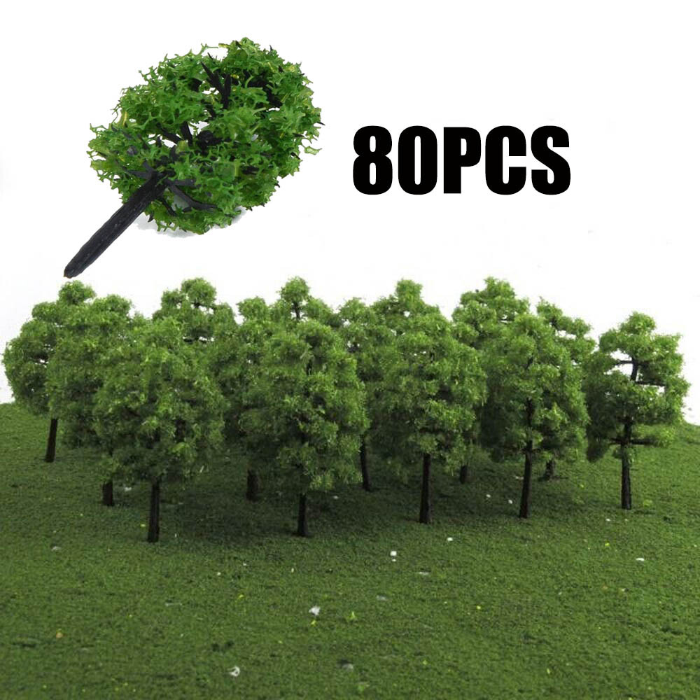 HO OO Scale Model Trees Train Railroad Layout Diorama Wargame Scenery 3.5cm 80Pc