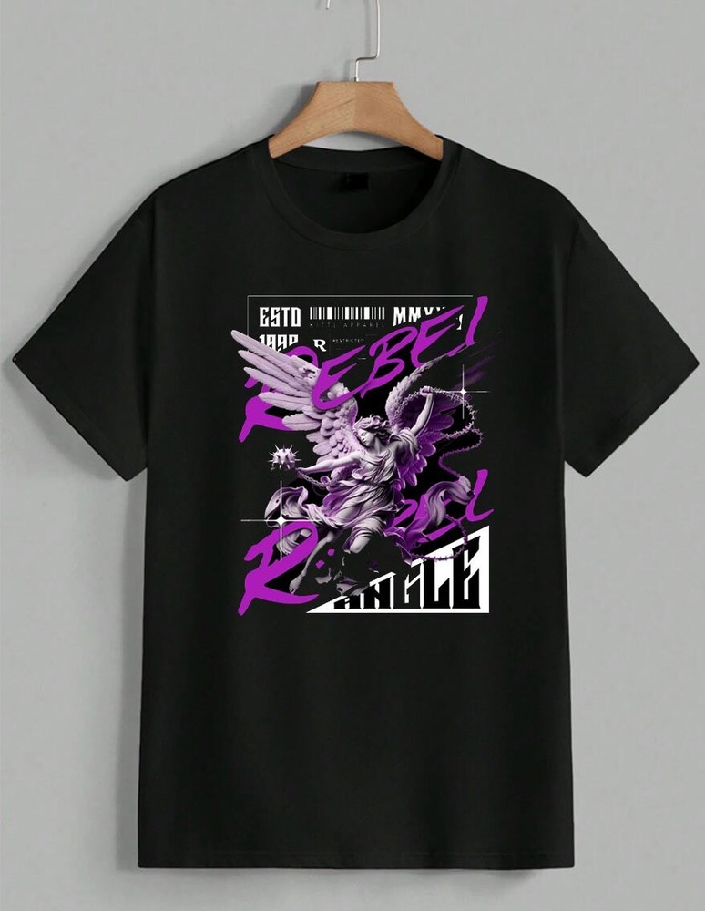 Rebel Angel Graphic T-Shirt Y2K Aesthetic Retro Streetwear Hip Hop Tee Unisex