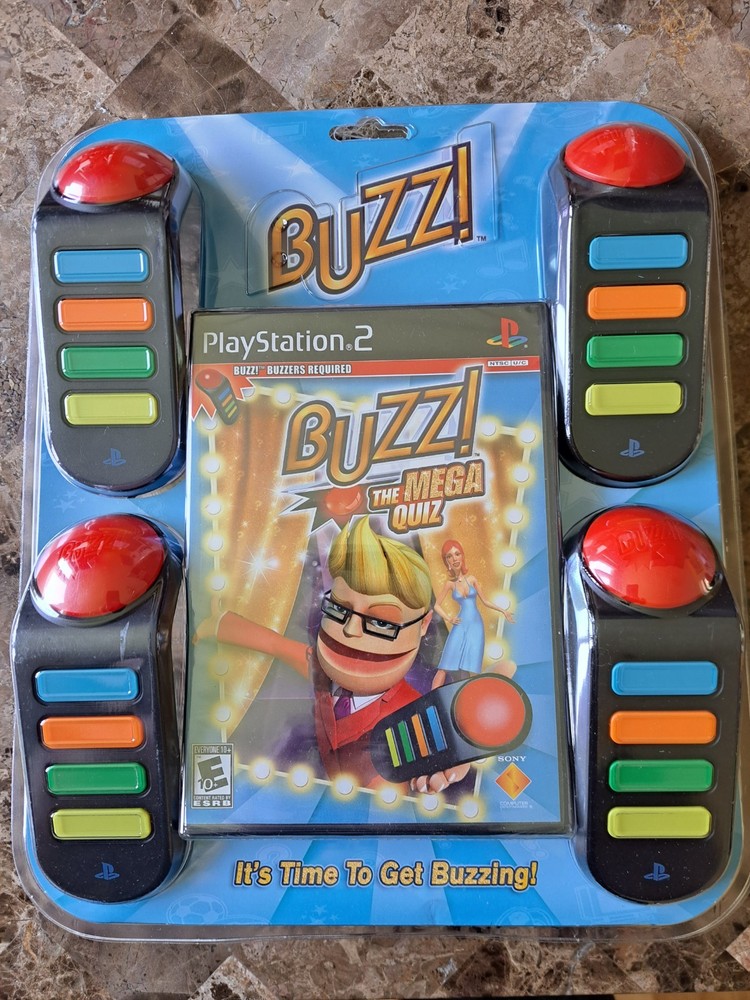 BUZZ The Mega Quiz Bundle Sony PlayStation 2 PS2 New Factory Sealed W/ Buzzers