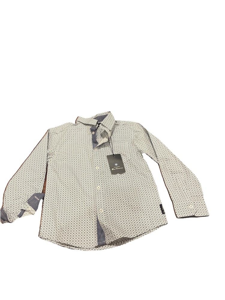 NWT Ben Sherman Boy's Button Down Long Sleeve Dress Shirt Sz 6 Blue White Print