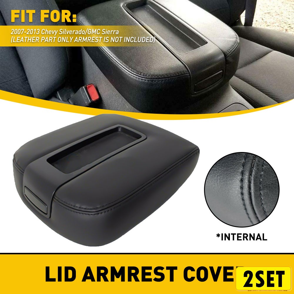 2X For 07-13 Tahoe Suburban Yukon Silverado Leather Console Lid Armrest Cover Pa