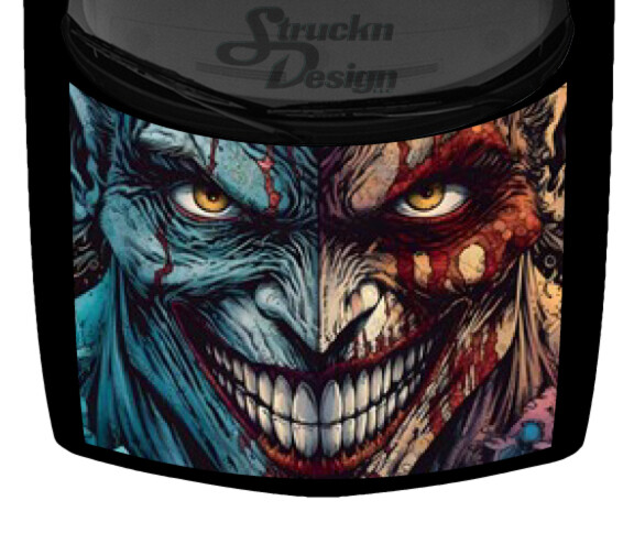 Grunge Blood Joker Clown Face Comic Style Abstract Hood Wrap Vinyl Graphic Decal-image