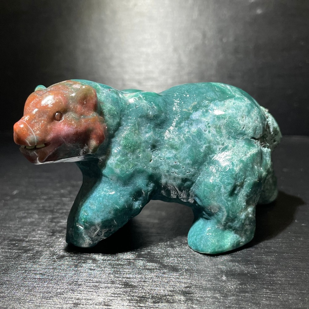 Natural ocean jasper hand carved polar bear quartz crystal decoration healing
