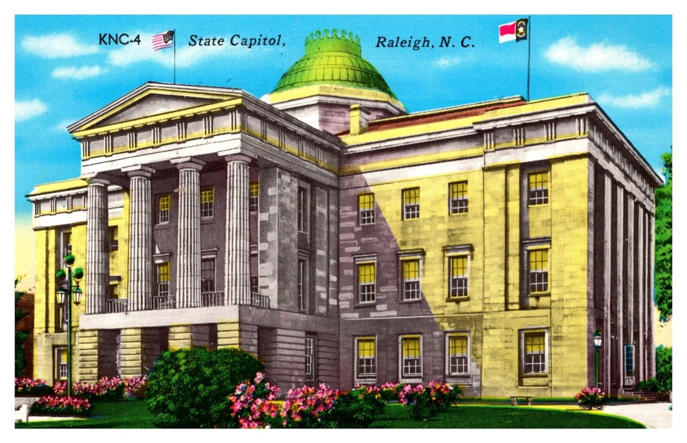 Raleigh NC North Carolina State Capitol Building Greek Revival Chrome Postcard