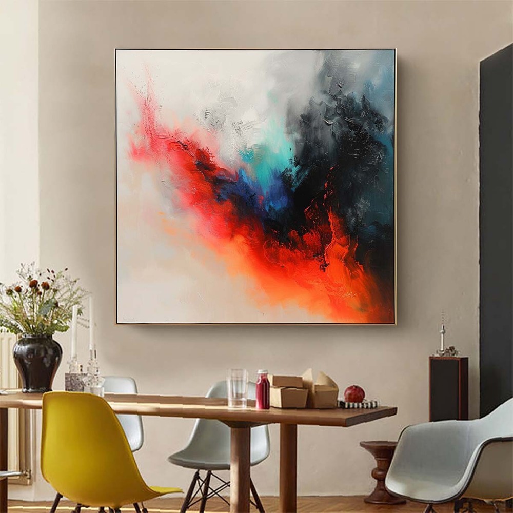 Red Handmade Abstract Oil Painting on canvsa Living Room Enchanting Reveries