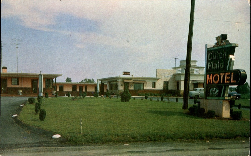 Dutch Maid Motel ~ Springfield New Jersey NJ ~ 1950s cars ~ vintage postcard