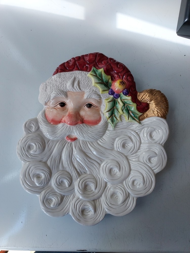 Fitz And Floyd Santa Christmas Plate 8in Wide 9.5in Long