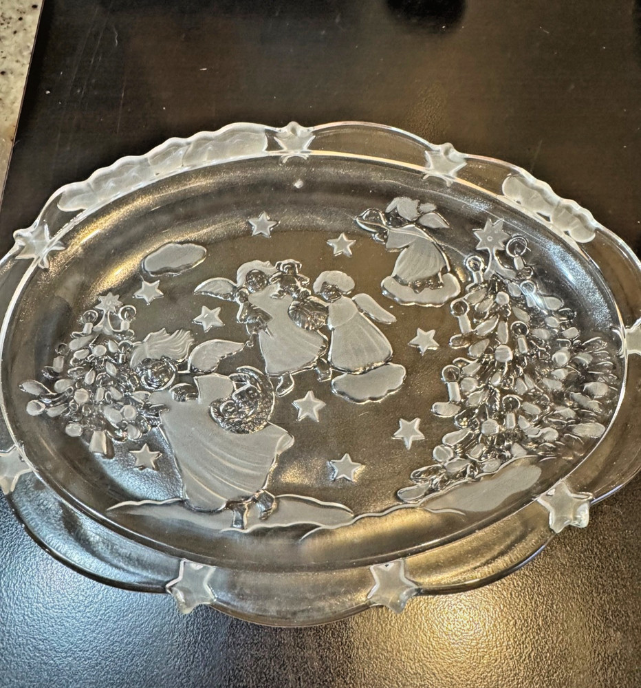 Vintage Mikasa Holiday Lights Glass Sweet Dish 9 1/4