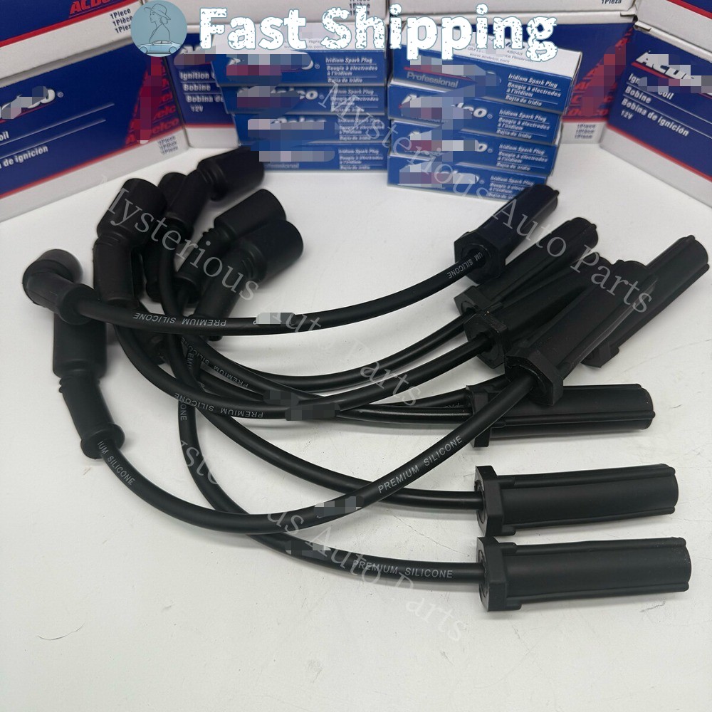 8X OEM Ignition Coil & Iridium Spark Plugs & Wires For Chevy GMC 5.3 6.2L UF413