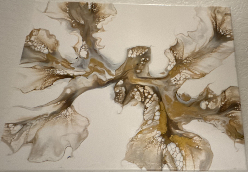 Abstract White Gold Brown Canvas Painting Unframed Single Piece Wall Art