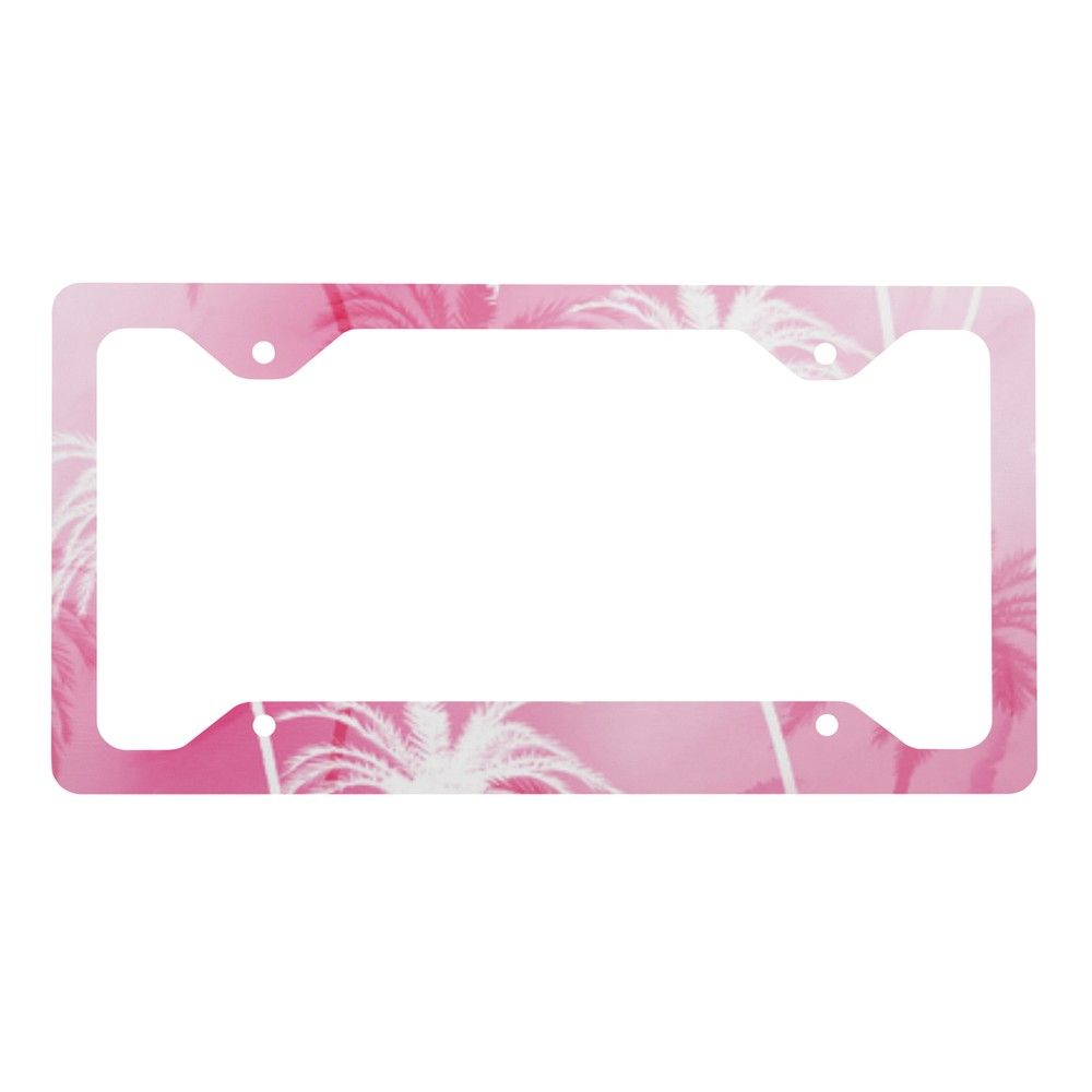 Pink Palm Tree Metal License Plate Frame