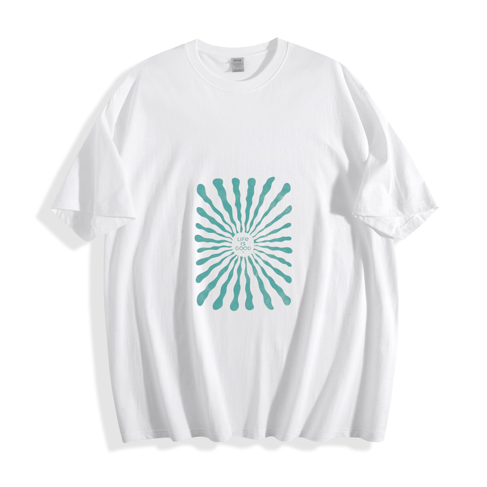 Women’s Abstract Sunburst Graphic T-Shirt Retro “Life is Good” Tee-image