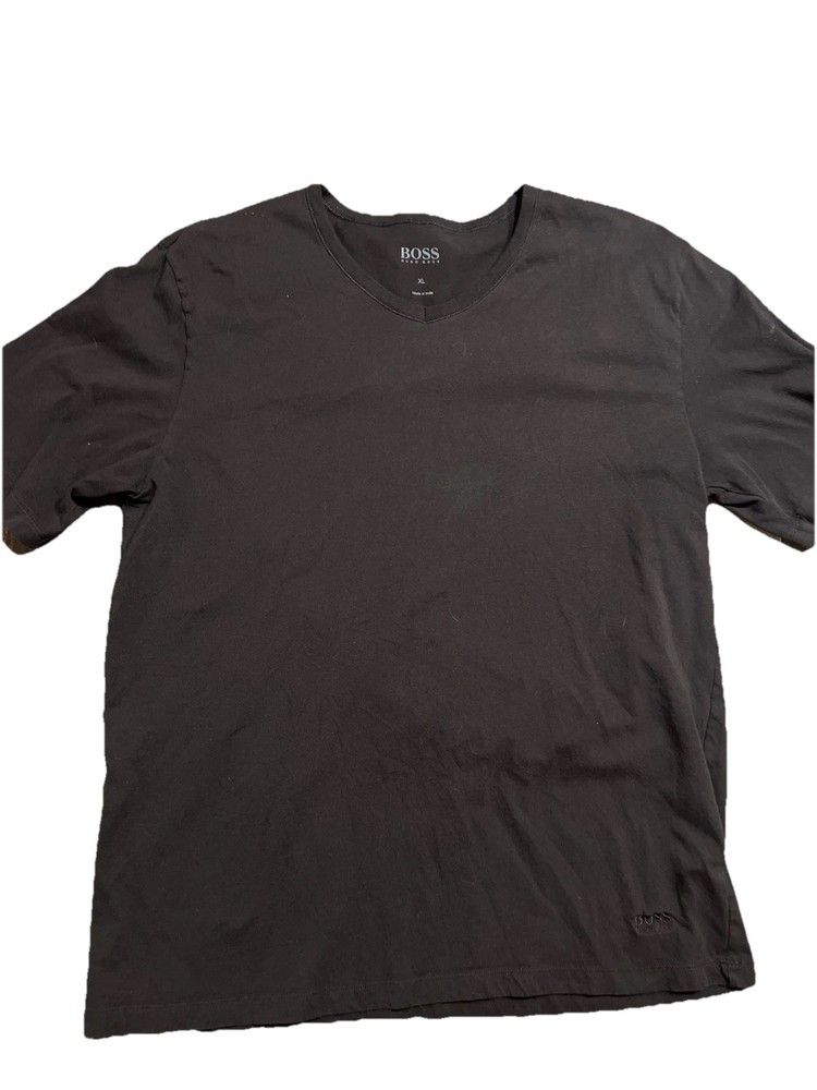 Hugo Boss Mens XL V Neck T Shirt Black Short Sleeve Casual