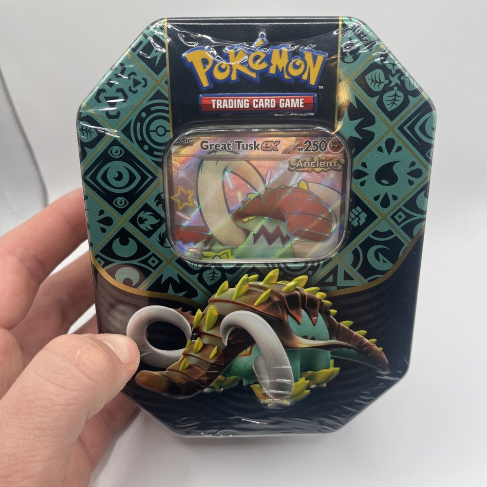 Pokemon TCG Scarlet & Violet Paldean Fates Great Tusk Ex Tin - Factory Sealed