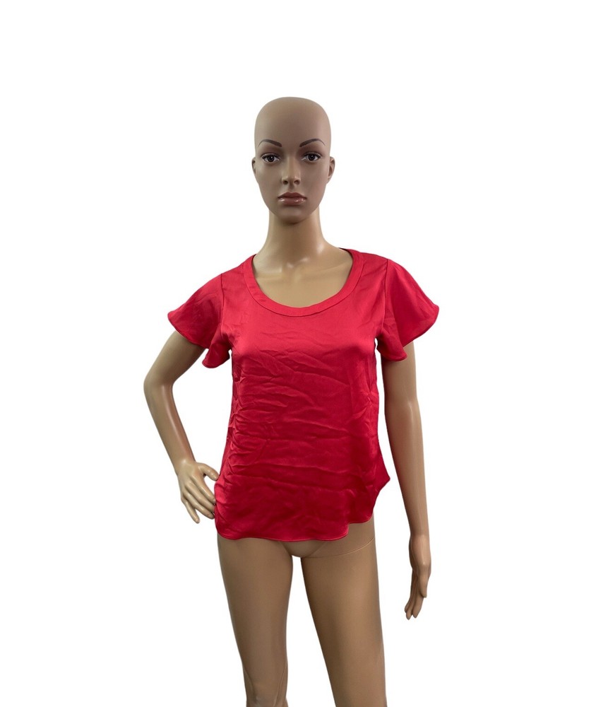 Banana Republic Women’s Size XSP Round Neck Short Sleeve Solid Red Blouse