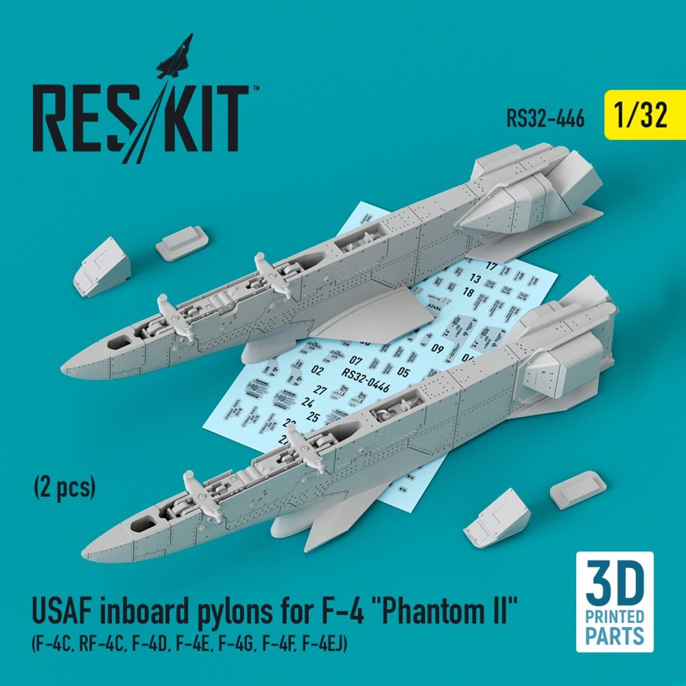 USAF Inboard Pylons F-4 Phantom II (2) F-4C/D/E/G/F/EJ 1/32 3D ResKit RS32-0446