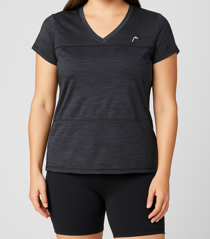 HEAD Women’s Activewear Top Medium Blue V-Neck Short Sleeve Athletic Shirt
