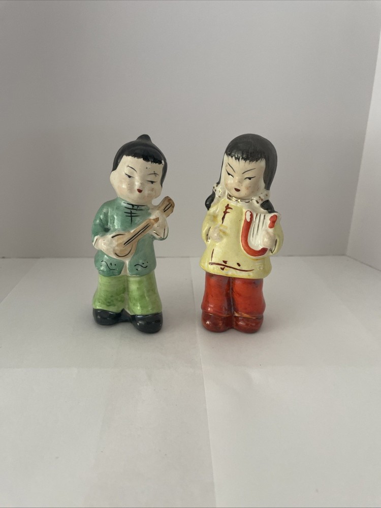 Vintage Asian Oriental Chinese Children w/Instruments Japan Salt Pepper Shakers