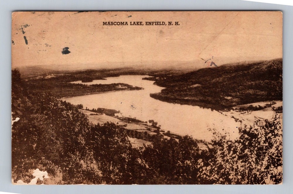Enfield NH- New Hampshire, Aerial Mascoma Lake, Antique, Vintage c1984 Postcard