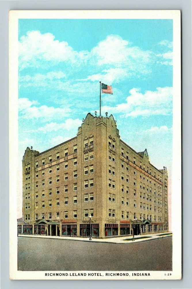 Richmond Indiana, RICHMOND LELAND HOTEL, Vintage Postcard