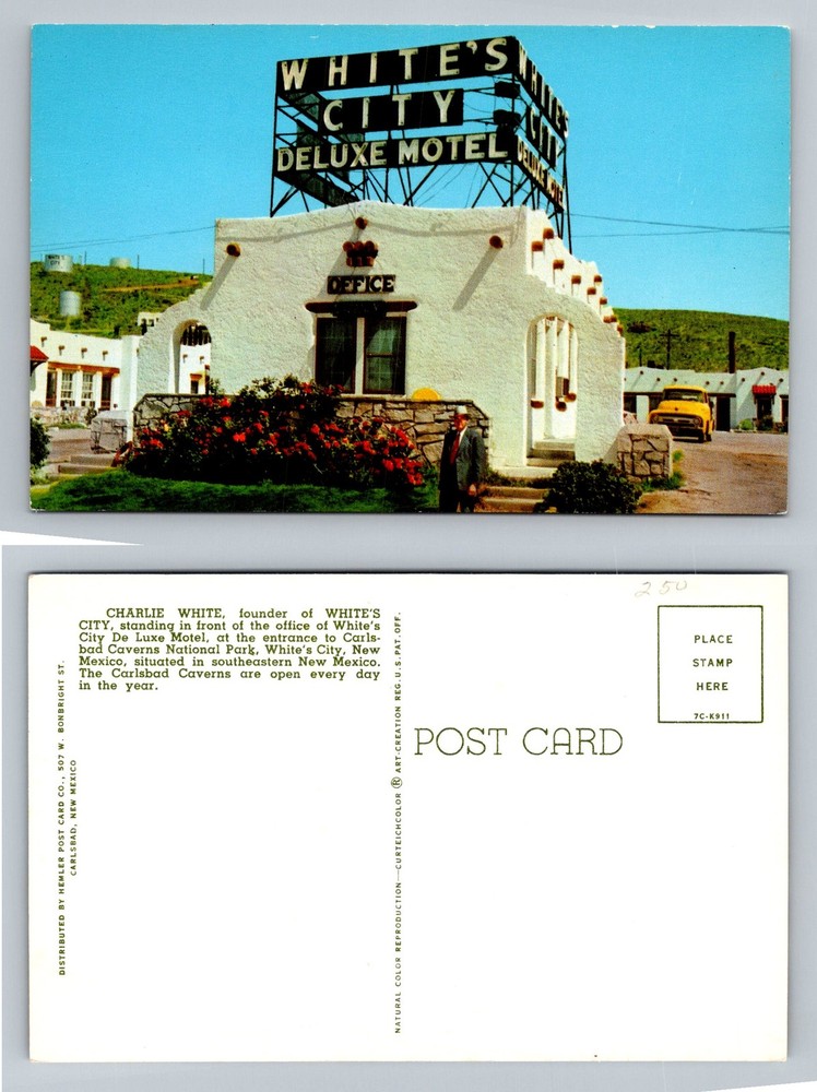 White's City, NM-New Mexico, Deluxe Motel Near Carlsbad Caverns Vintage Postcard