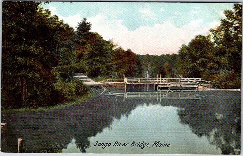 Postcard BRIDGE SCENE Songo River Maine ME a/01 AO0542