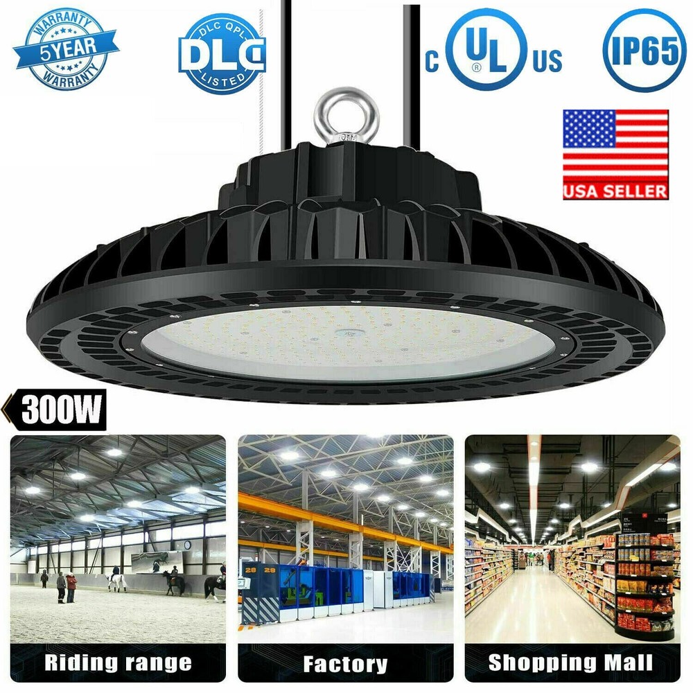 300W UFO LED High Bay Light Dimmable Industrial Warehouse Shop Light 5000K
