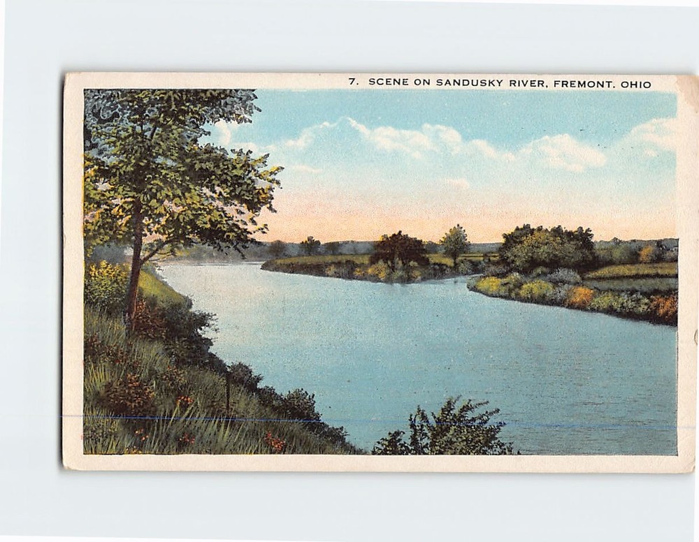 Postcard Scene On Sandusky River Fremont Ohio