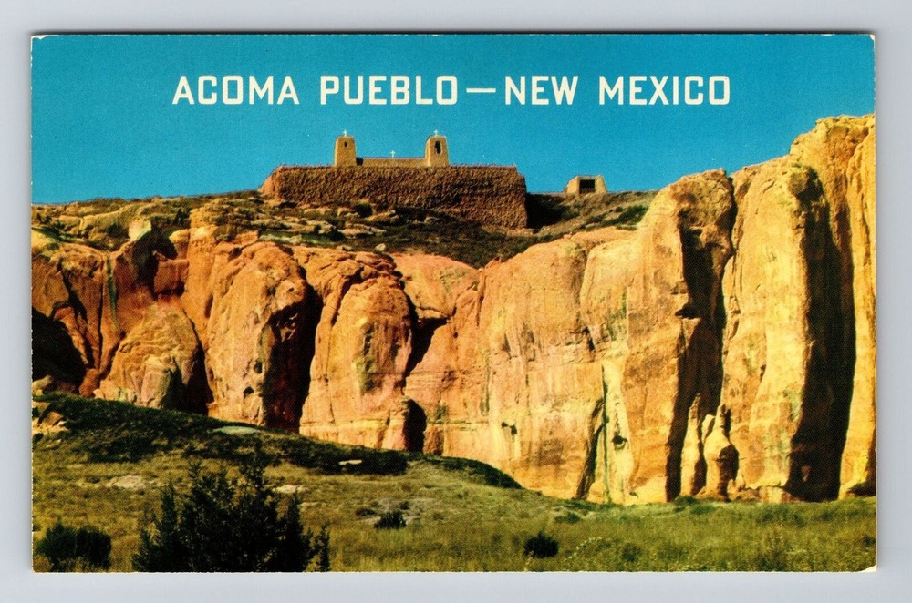 NM-New Mexico, Acoma Pueblo Mission, Scenic View, Vintage Postcard