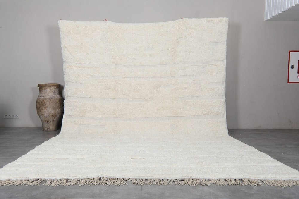 Handmade contemporary Moroccan area rug in traditional design