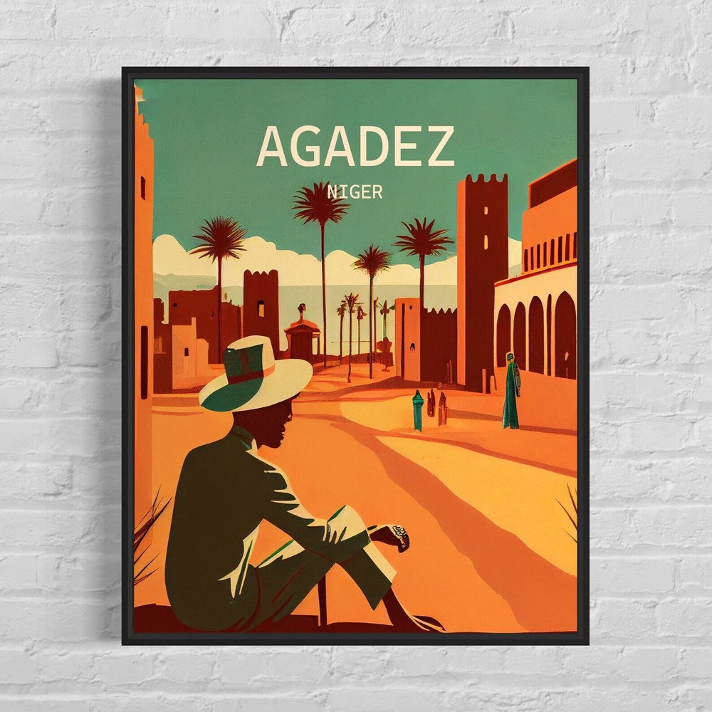 Agadez Niger Retro Art Print Agadez Wall Art Illustration Agadez Vintage