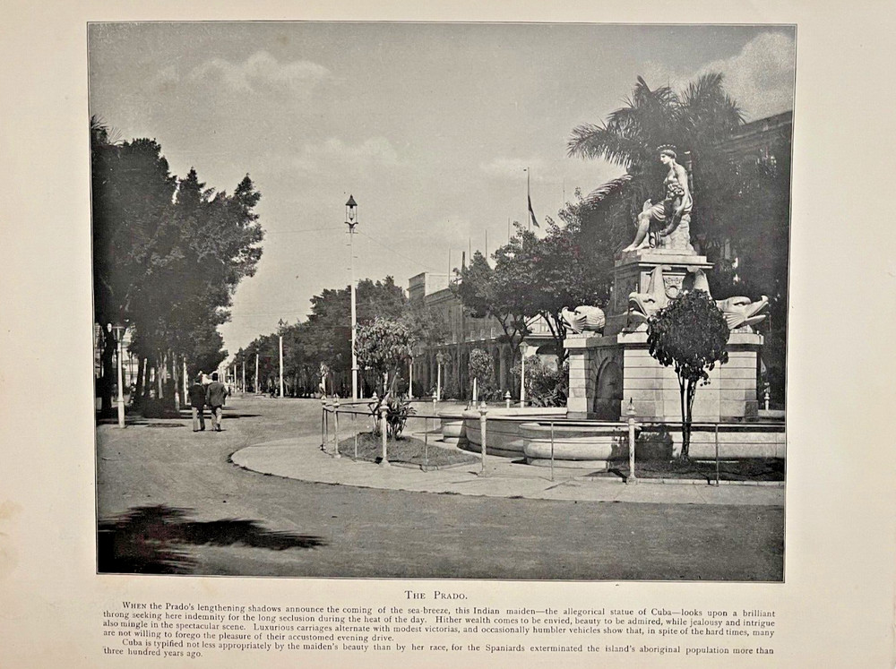 1898 Vintage Illustration The Prado At Havana Cuba